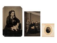 [EARLY PHOTOGRAPHY]. Tintypes of people with cats, incl. a charming portrait of 3 children and their feline friend by Hennigar of Lambertville, NJ.
