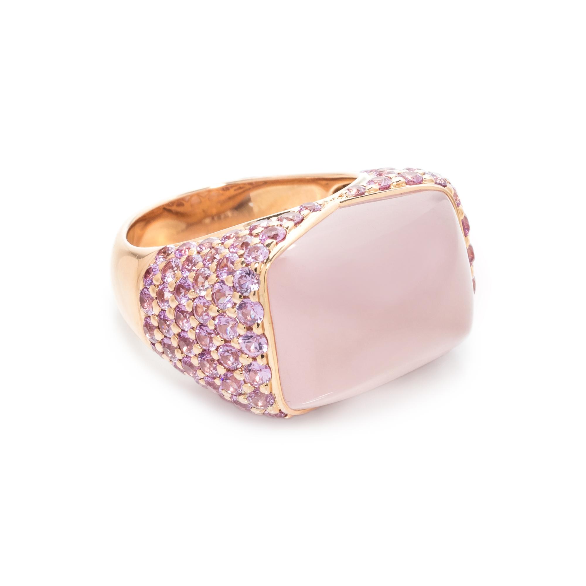 ROSE QUARTZ AND PINK SAPPHIRE RING