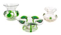 Three Art Glass Articles Height of tallest 4 3/8 inches.