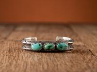 Navajo Ingot and Turquoise Cuff Bracelet