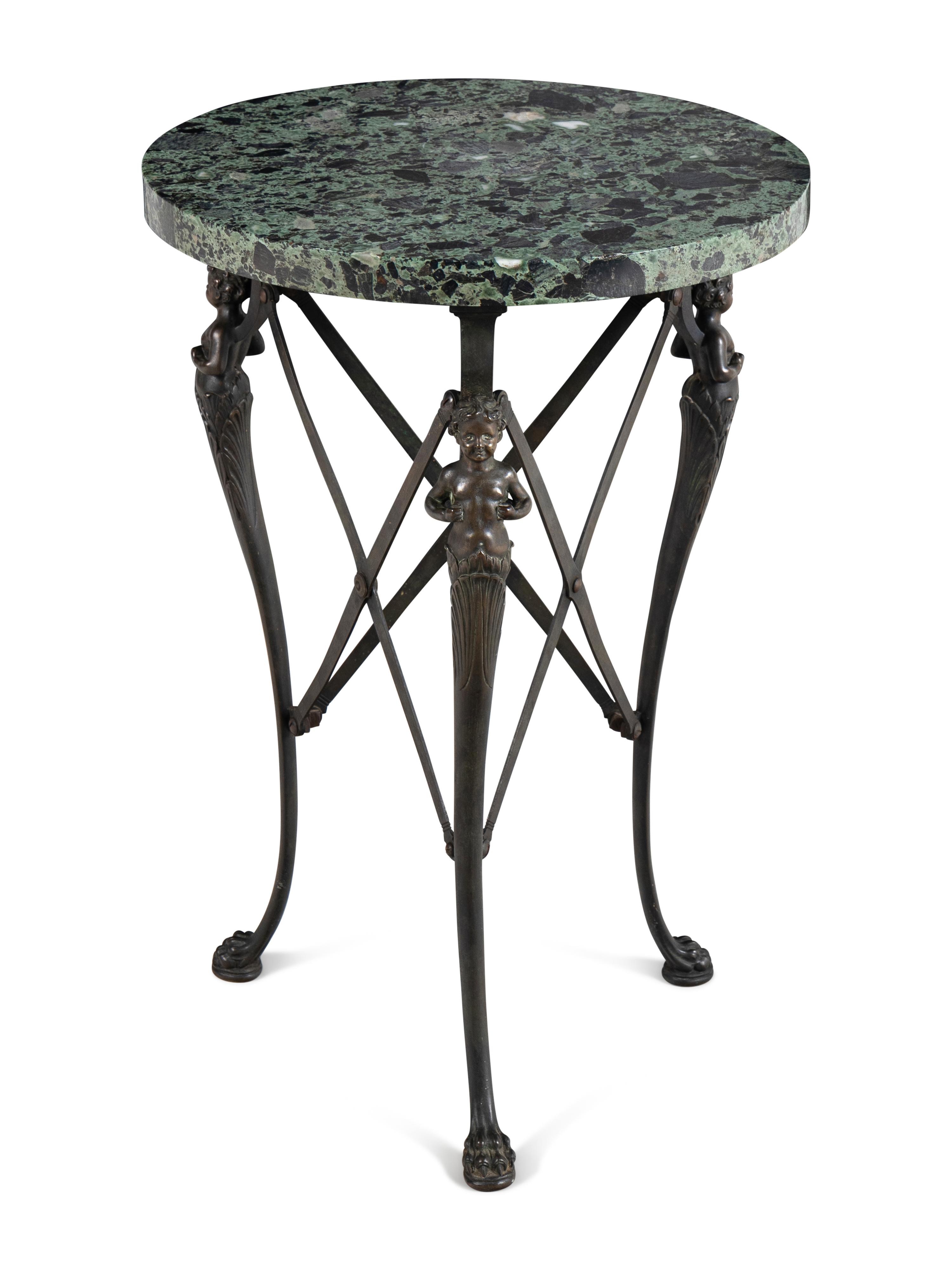 A French Bronze Marble-Top Side Table
