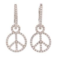 A Pair of 18 Karat White Gold and Diamond Peace Sign Motif Earrings, 2.40 dwts.
