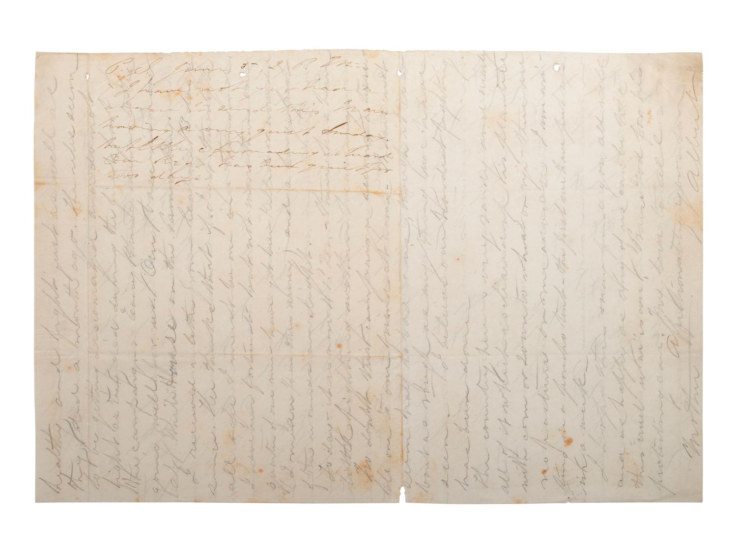 [CIVIL WAR]. Letter from the battlefield of Cold Harbor written by Albert N. Husted, Company I, 44th New York Infantry. "Near Old Church Va," 4 June 1864.