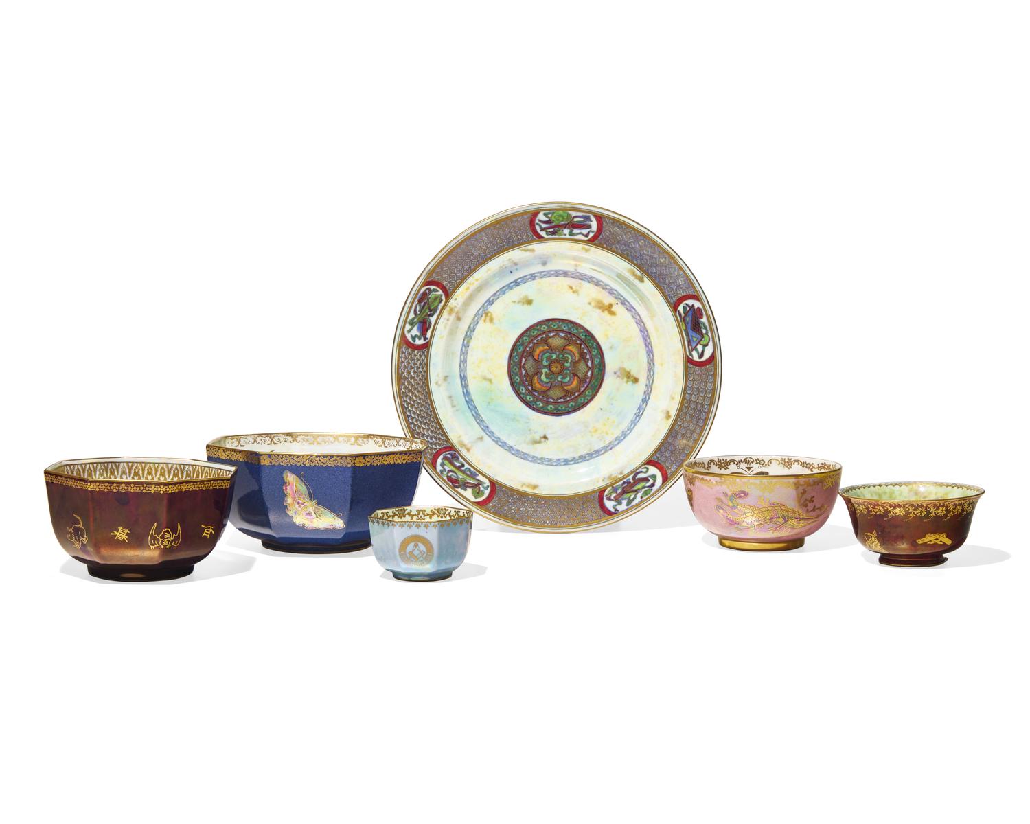 Six Butterfly Lustre Table Articles