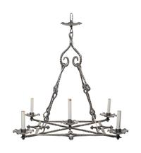 A Pair of Baroque Style Cast Metal Five-Light Ceiling Fixtures