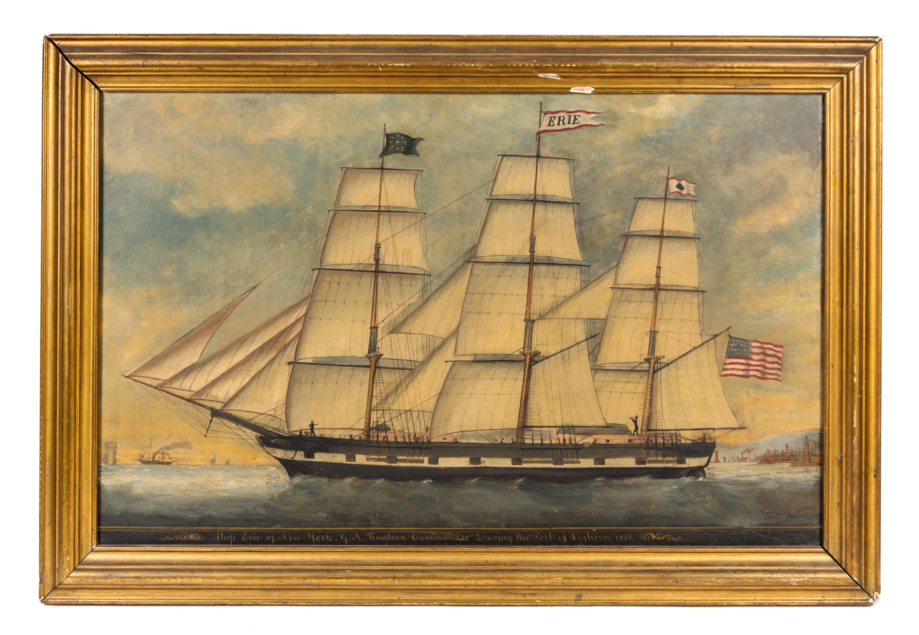 Two Associated Works, Michele Renault (French, 18th Century) and John Nelson Shanks (American, 1937–2015), Ship Erie of New York and Po