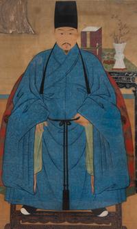 A Large Chinese Ancestor Portrait, 17th Century 明晚期 祖先像