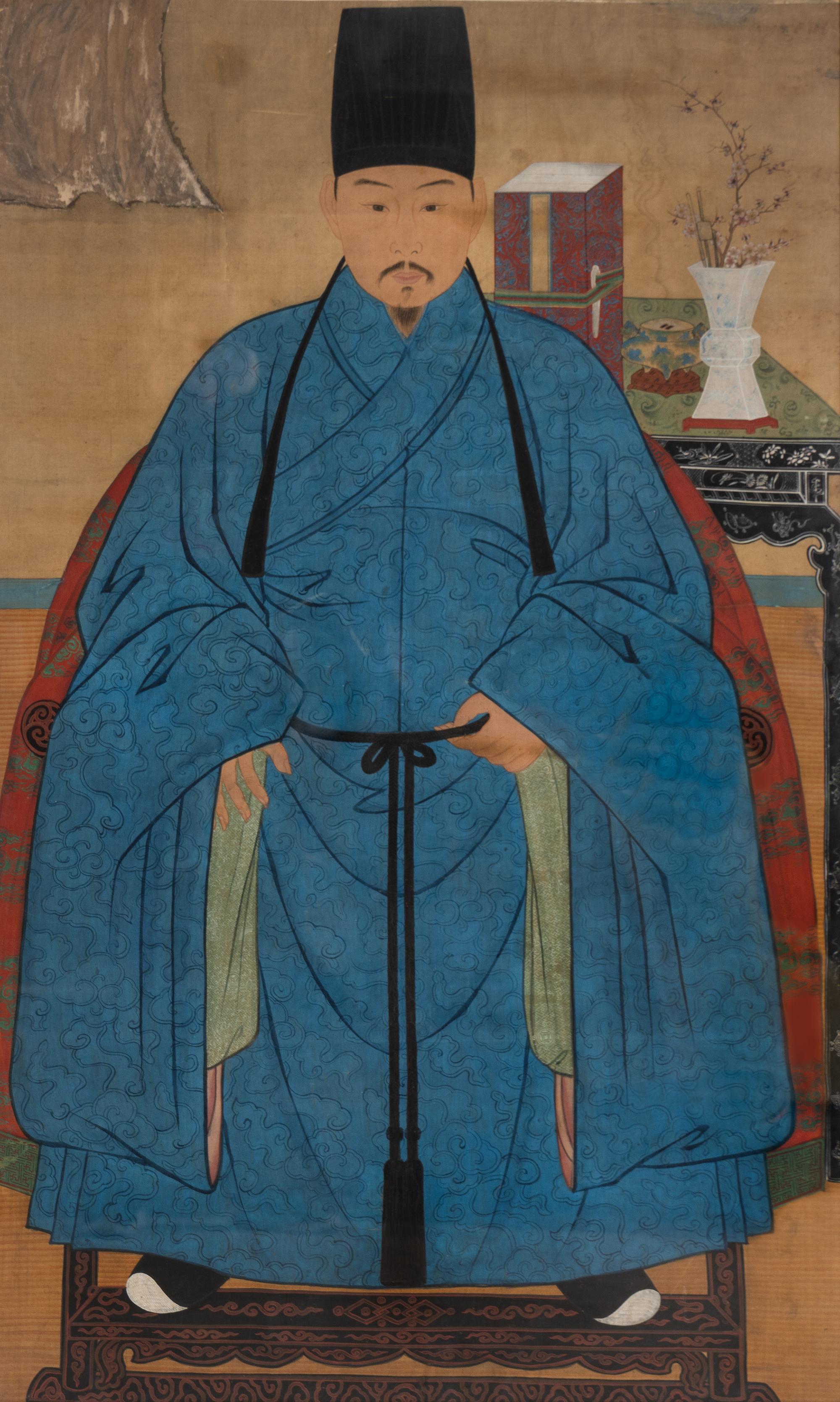 A Large Chinese Ancestor Portrait, 17th Century 明晚期 祖先像