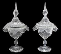 A Pair of Cut Crystal Covered Tazzas Height 13 1/4 inches. — 19TH CENTURY