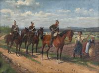 Prussian Cavalrymen Pausing for Direction