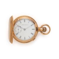 AMERICAN WATCH CO., 18K YELLOW GOLD HUNTER CASE CHRONOGRAPH POCKET WATCH