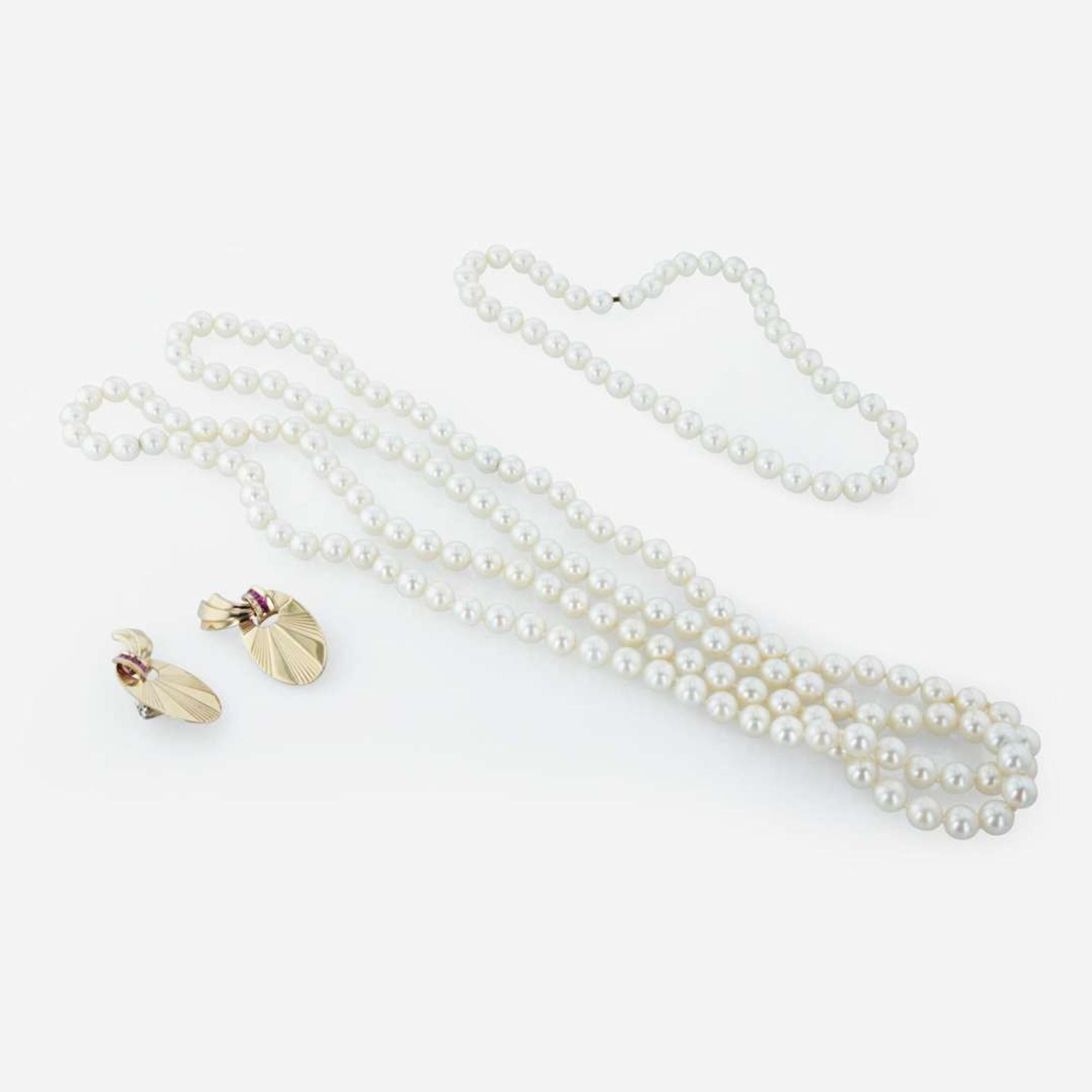 Convertible pearls and ruby ear clips