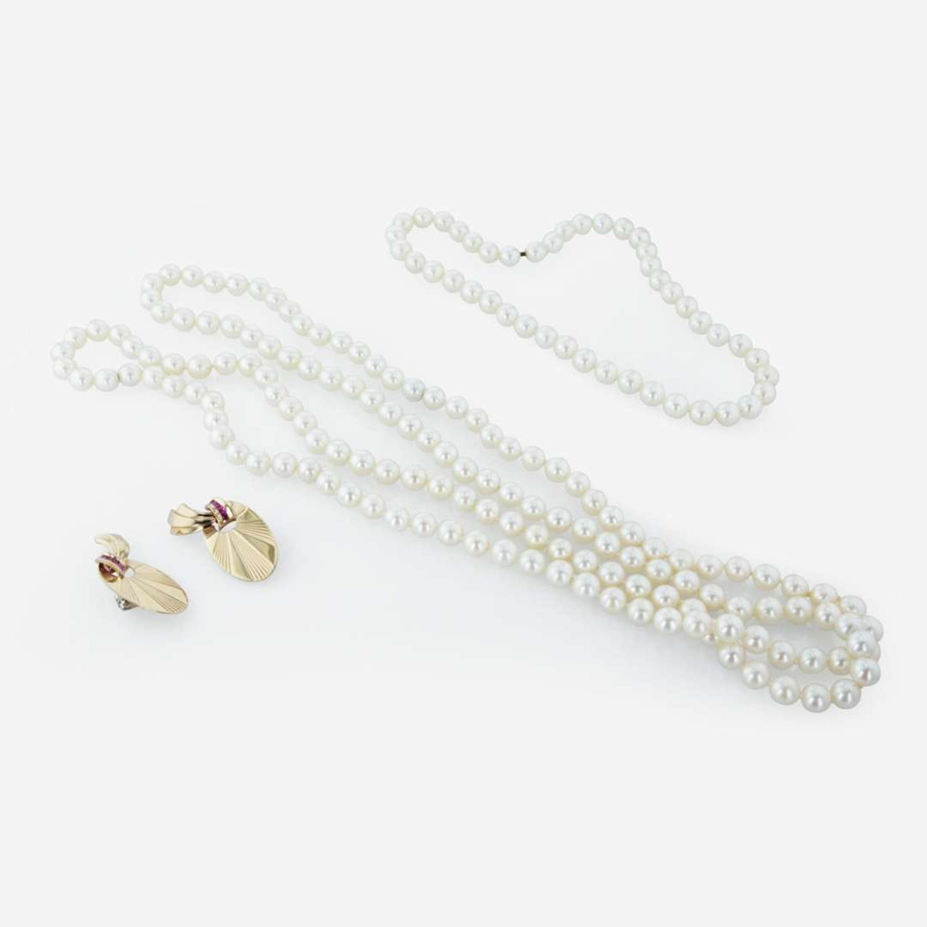 Convertible pearls and ruby ear clips