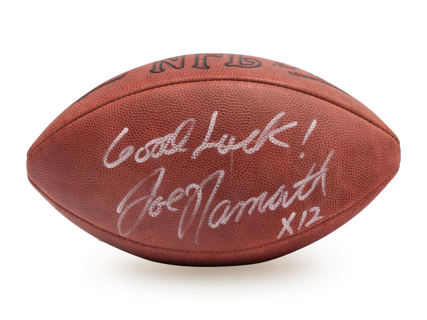 A Group of Signed Autograph Football Items Including Joe Namath