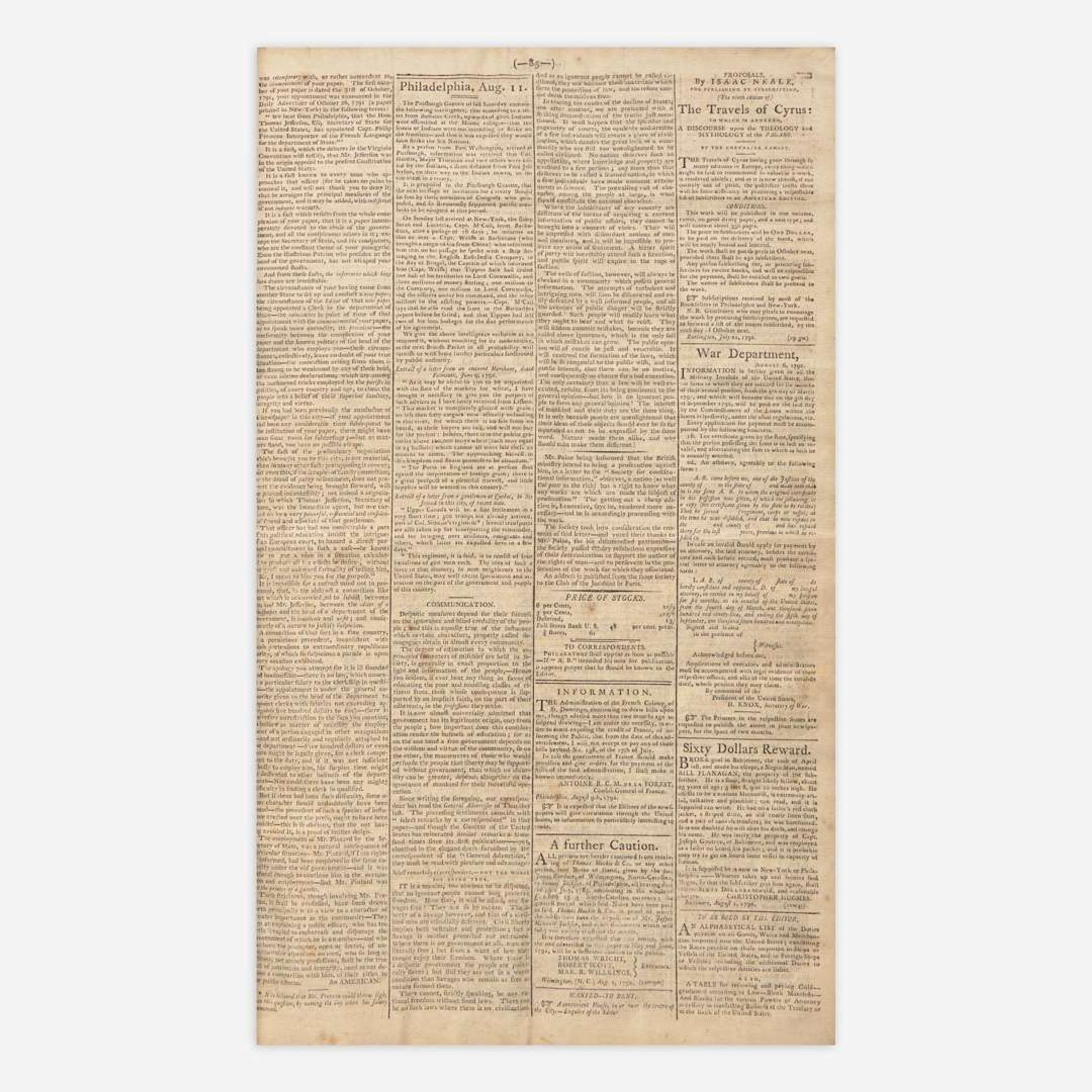 [Hamilton, Alexander, and Thomas Jefferson and George Washington, et al.] [Pacificus-Helvidius] 131 Issues of the Gazette of the United States