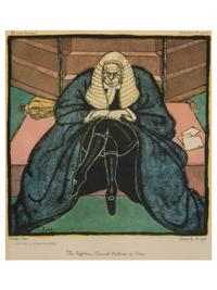 A Set of Ten Lithograph Caricatures of British Lawyers and Politicians by Edmond Xavier Kapp (British, 1890-1978) for The Law Journal