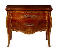 A Louis XV Style Parcel Gilt Bombe Commode