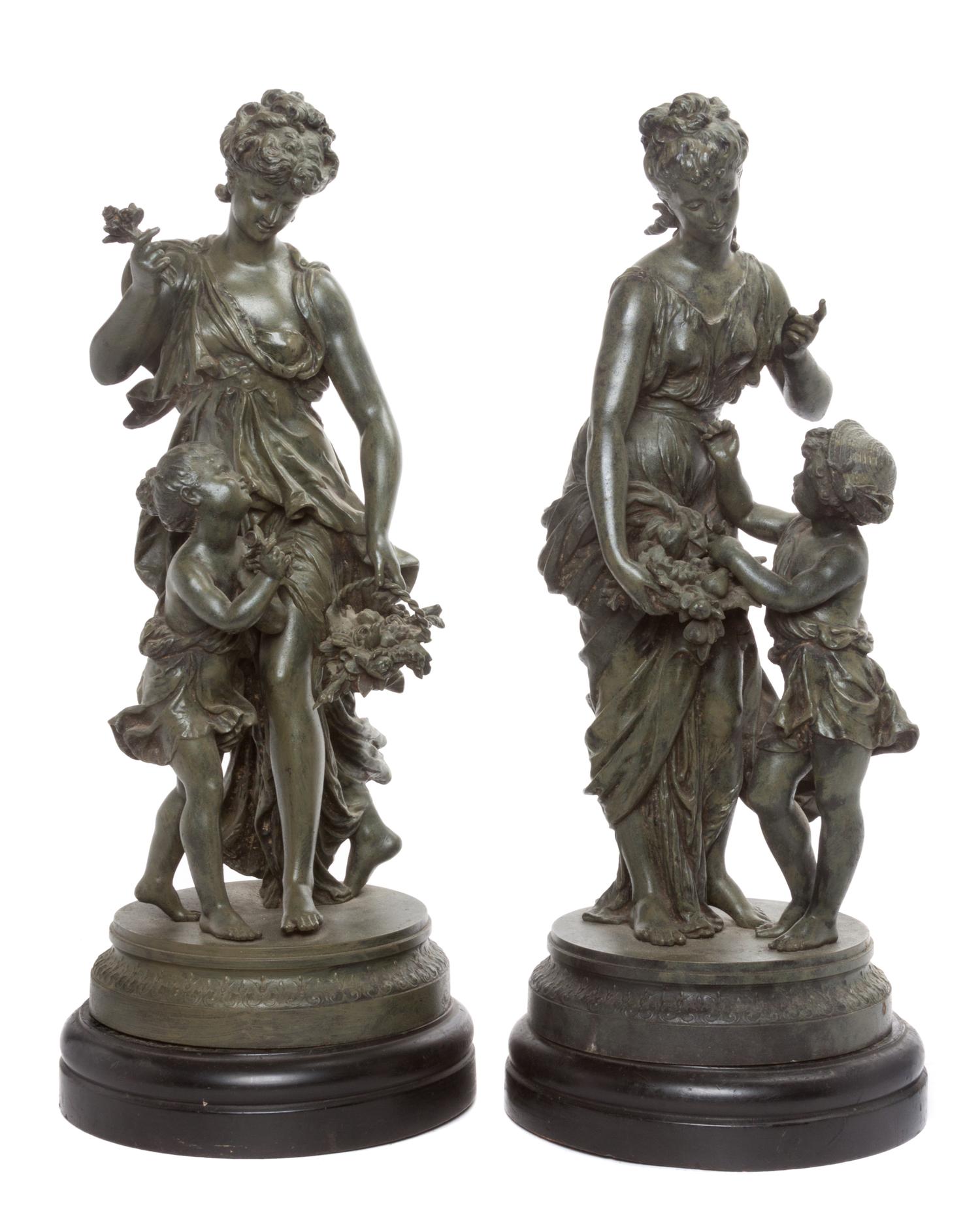 A Pair of Continental Cast Metal Figural Groups Height 20 inches. — 20TH CENTURY