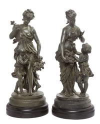 A Pair of Continental Cast Metal Figural Groups Height 20 inches. — 20TH CENTURY