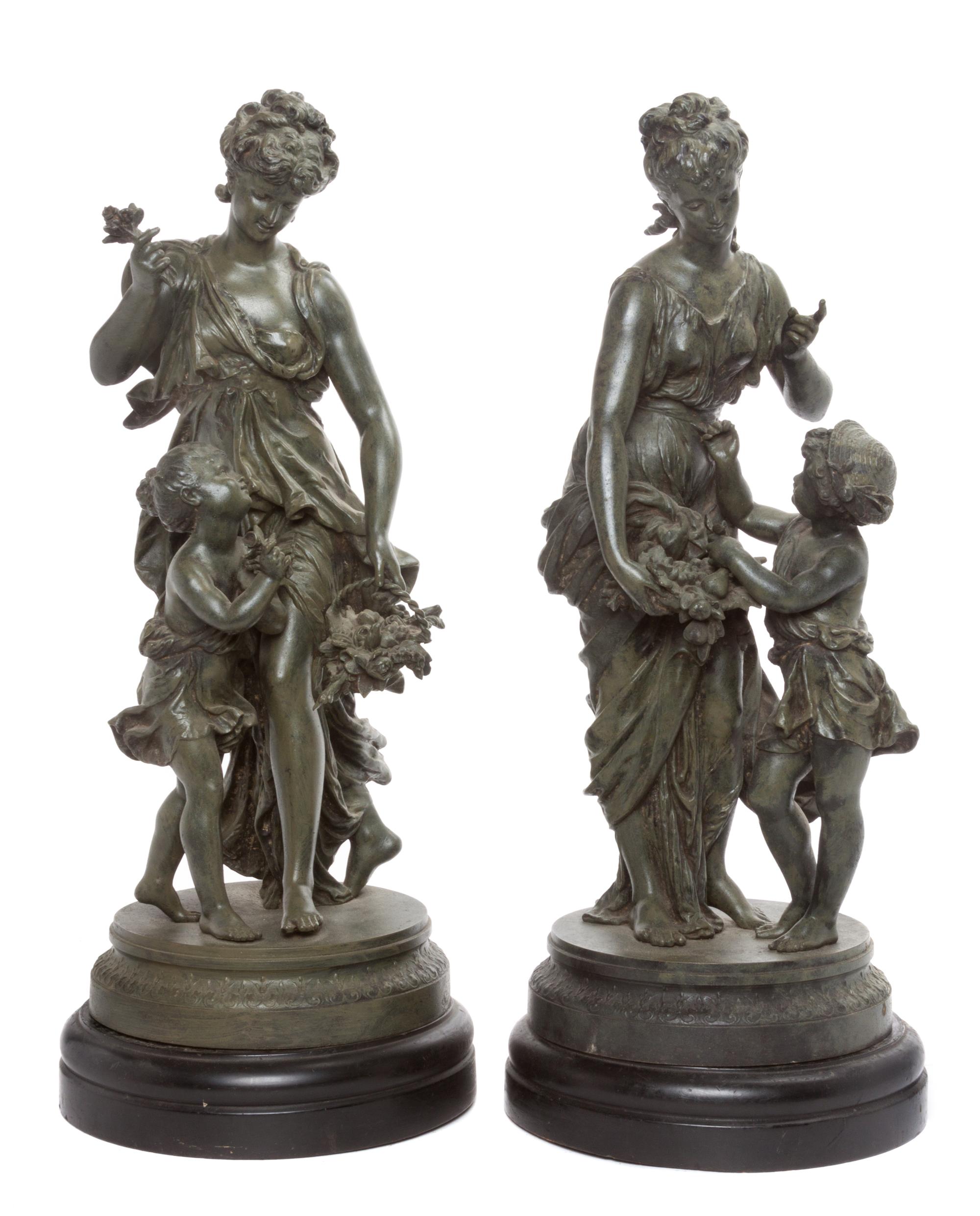 A Pair of Continental Cast Metal Figural Groups Height 20 inches. — 20TH CENTURY