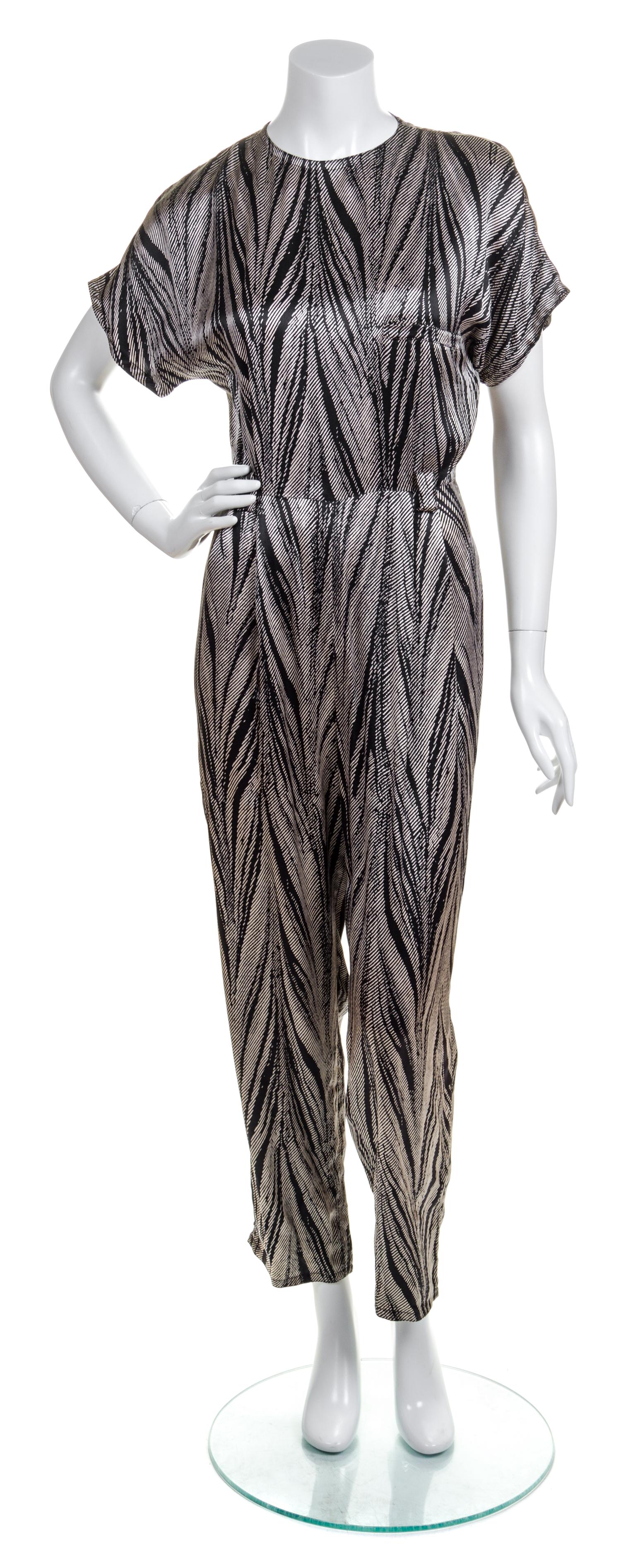 A Gianni Versace Black and Cream Silk Jumpsuit,