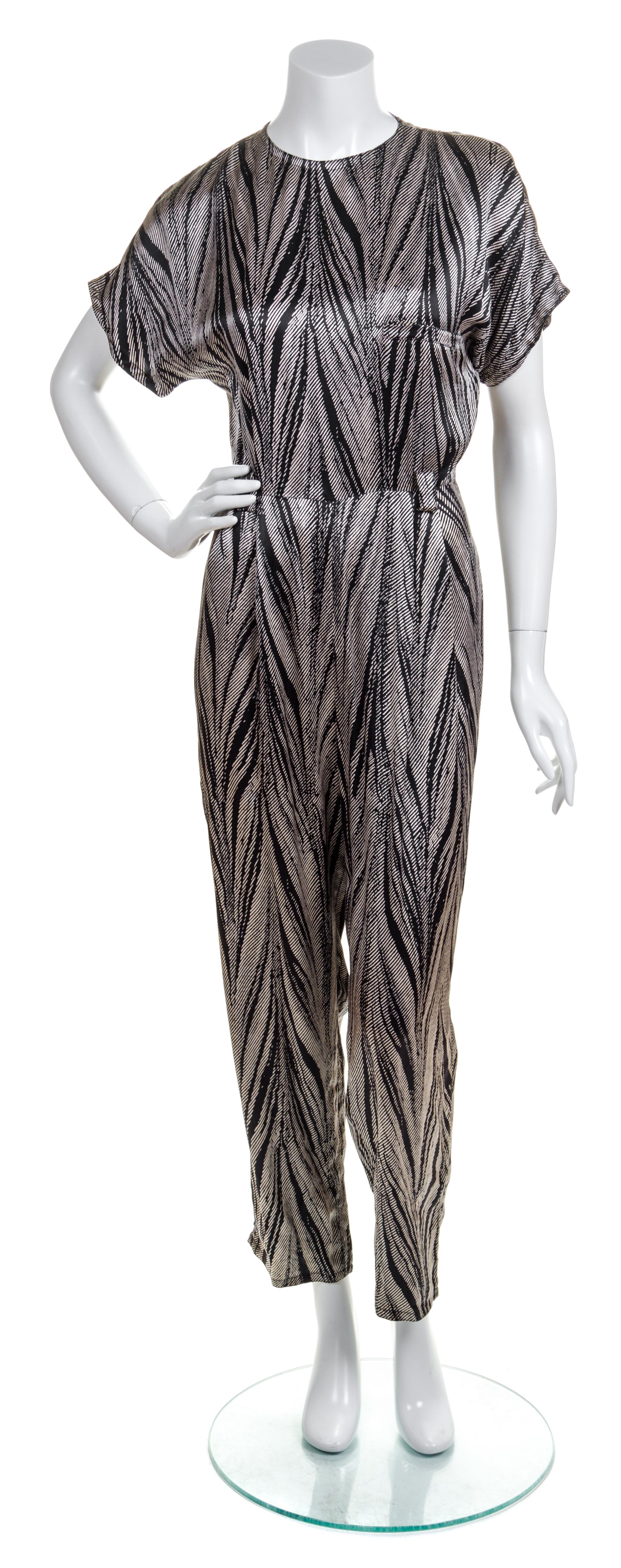 A Gianni Versace Black and Cream Silk Jumpsuit,