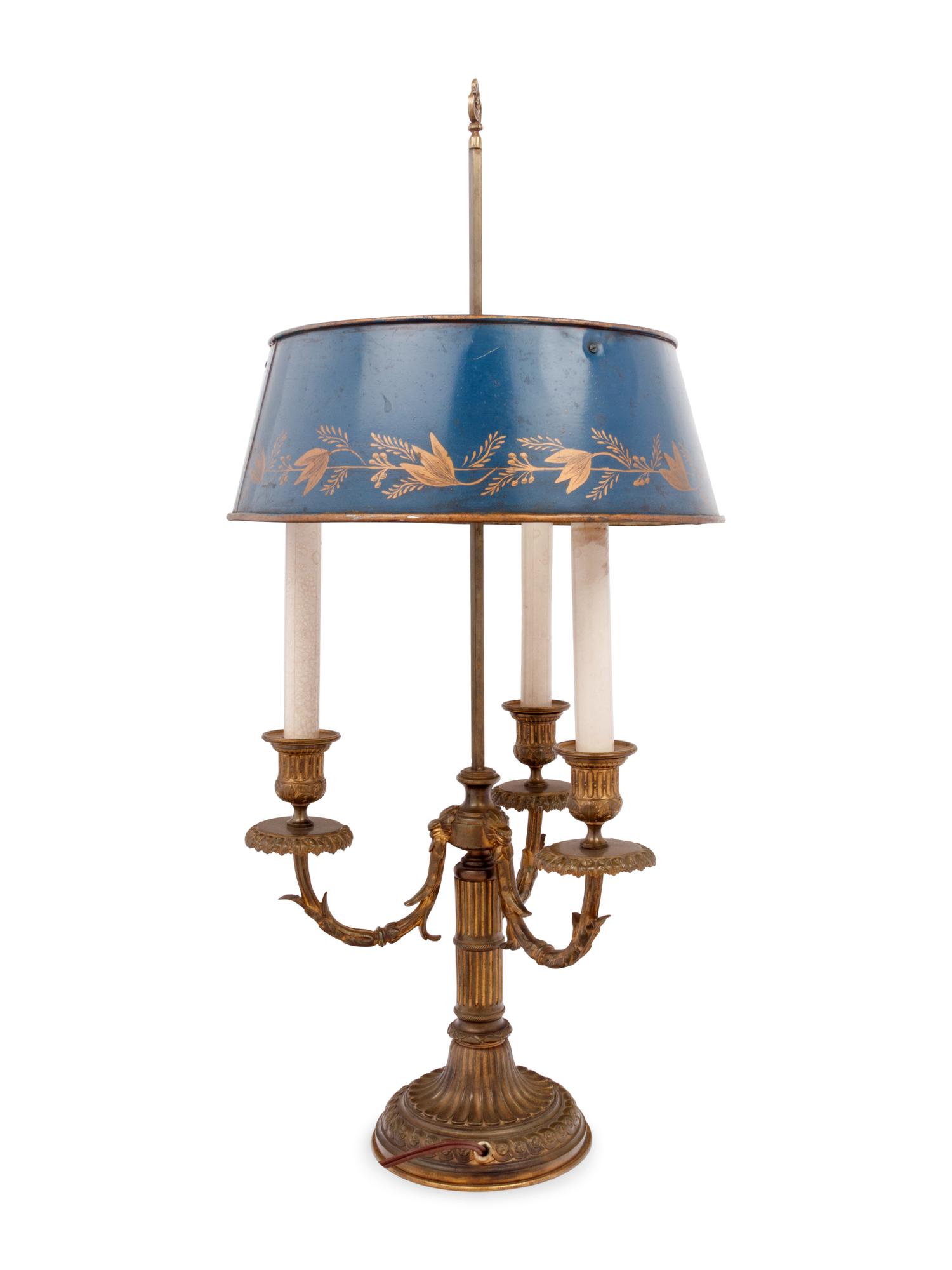 A Neoclassical Bronze Bouillotte Lamp