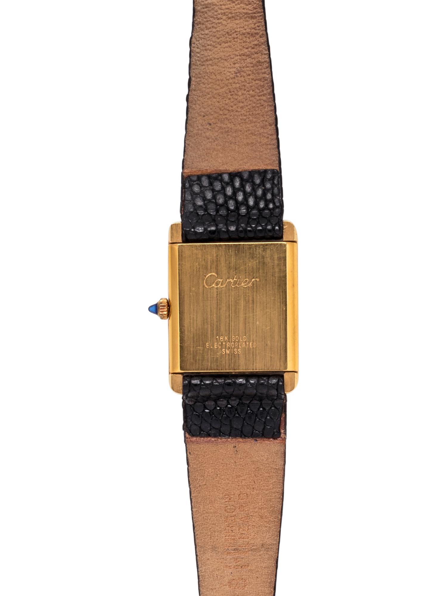 CARTIER, GOLD-PLATED 'MUST DE CARTIER TANK' WRISTWATCH