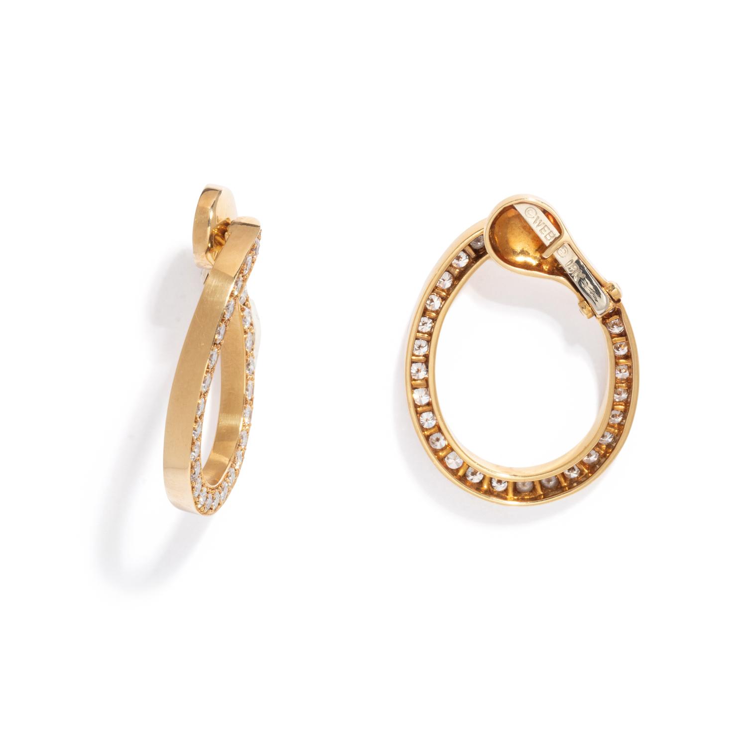 DAVID WEBB, DIAMOND HOOP CLIP EARRINGS