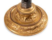 A Pair of Continental Gilt Bronze and Pewter Candlesticks