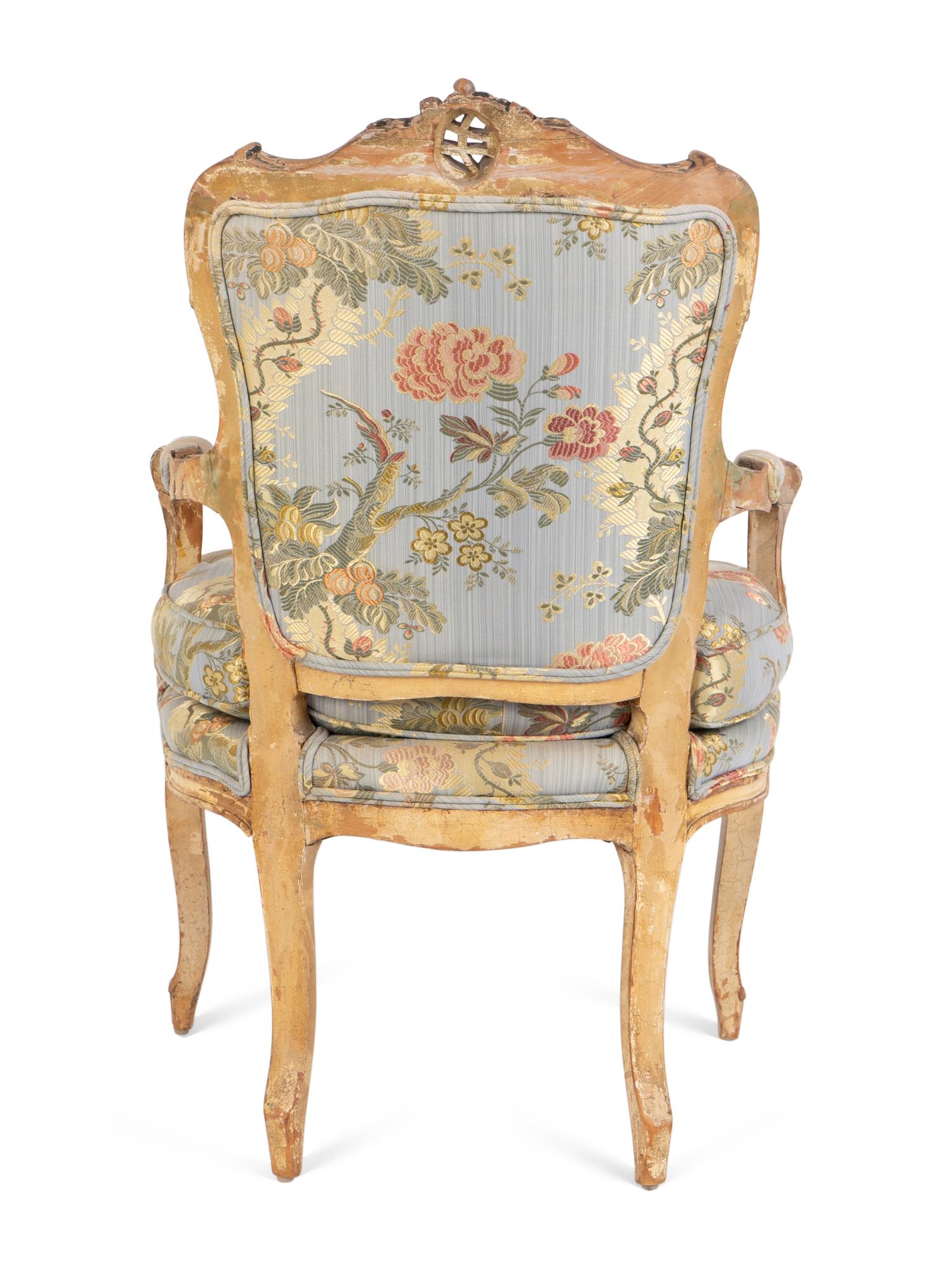 A Louis XV Style Carved and Painted Fauteuil — EARLY 19TH CENTURY