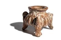 A Group of Three Colima Terracotta Tripod Vessels with Parrot Feet
