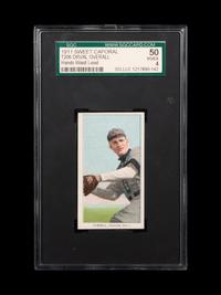 A 1911 T206 Sweet Caporal Orval Overall Hands Waist Level Baseball Card (SGC 4 VG-EX)