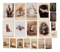 [EARLY PHOTOGRAPHY]. A group of 175+ cabinet card, CDV, and tintype portraits housed among 8 albums.