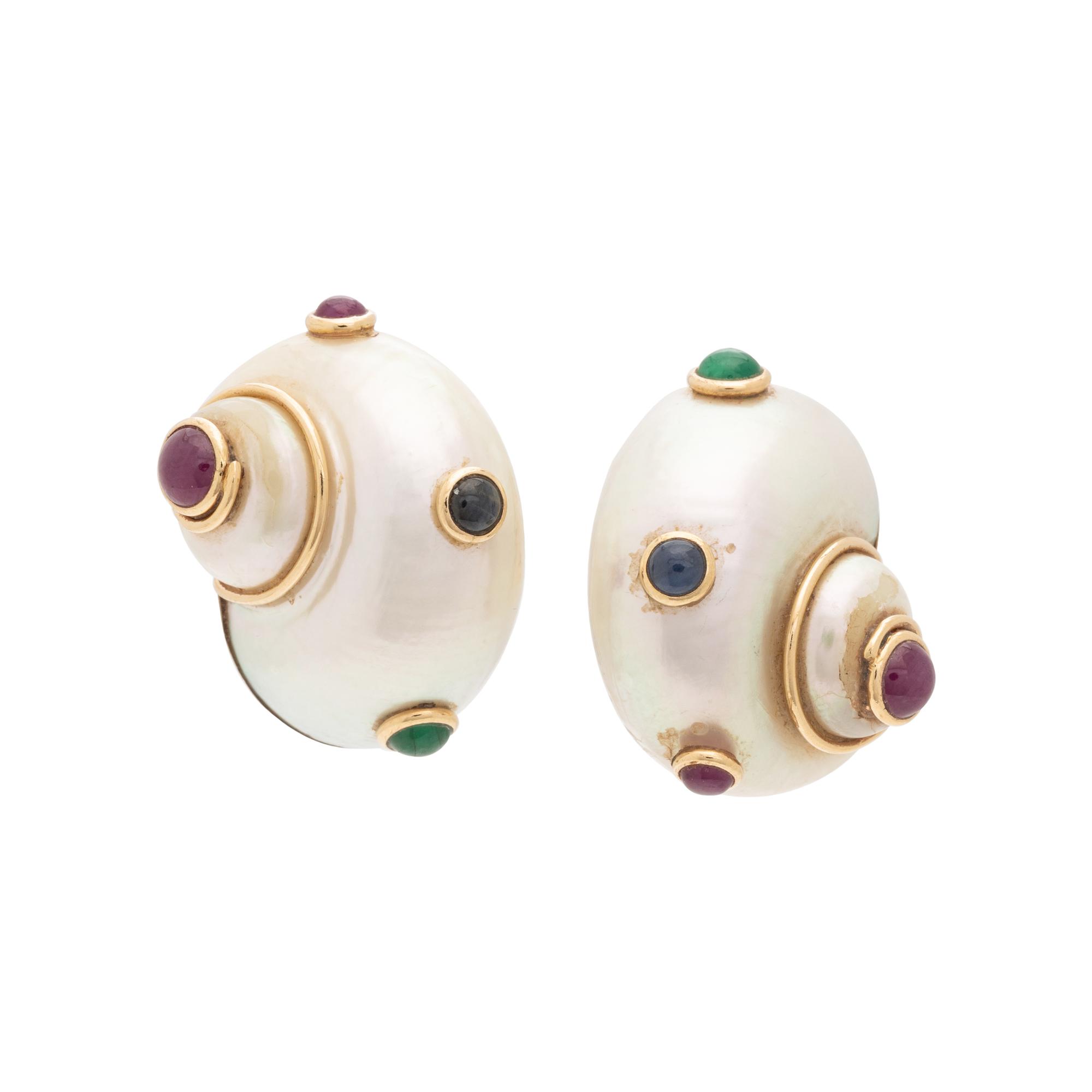 MAZ, MULTIGEM SHELL EARCLIPS