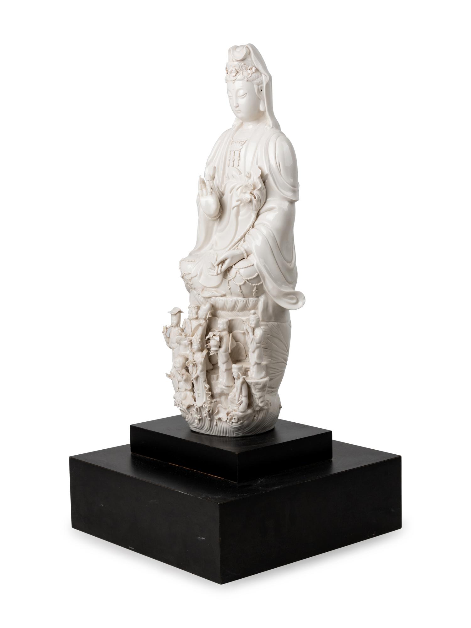 A Chinese White Glazed Porcelain Figure of Guanyin
