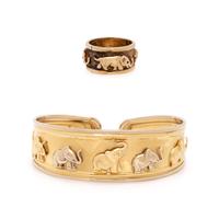 COLLECTION OF YELLOW GOLD ELEPHANT JEWELRY