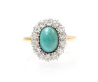 An 18 Karat Gold, Turquoise, and Diamond Ring, Tiffany & Co., 2.40 dwts.