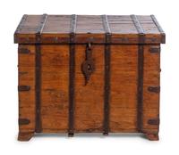A Continental Iron Mounted Walnut Strong Box