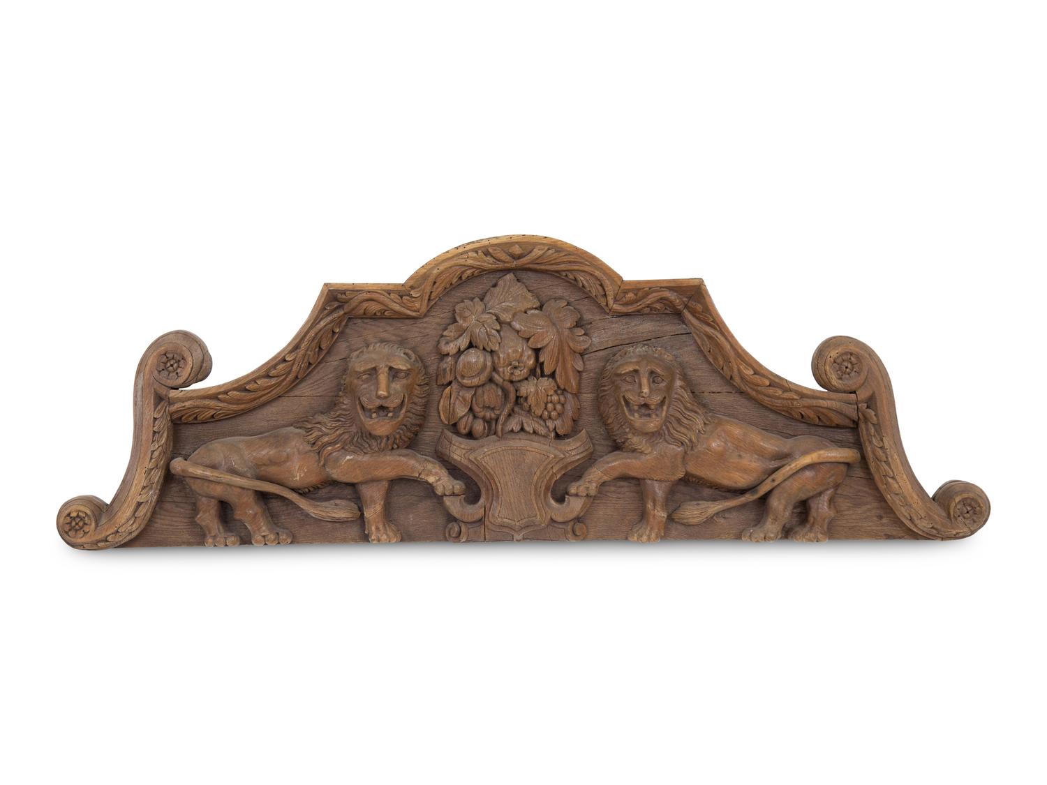 A Continental Carved Walnut Trumeau Panel