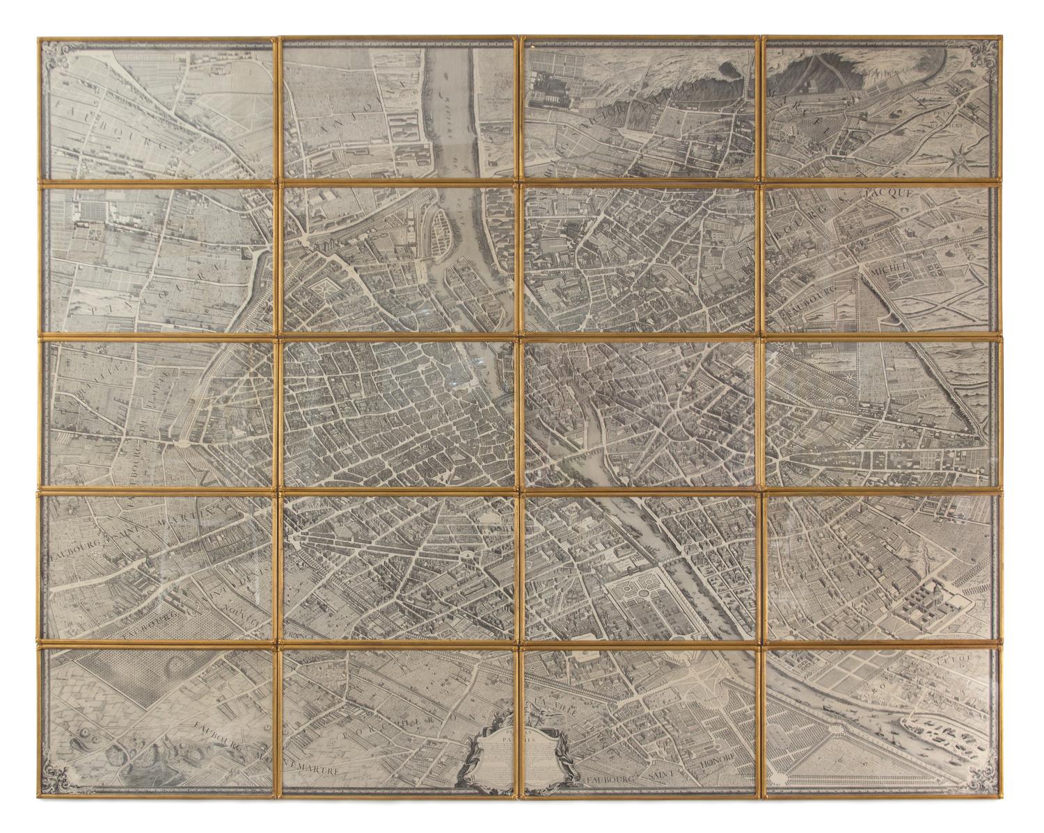 [PLAN DE TURGOT] BRETEZ, LOUIS Each plate 26 x 33 inches. — Plan de Paris, commence l'annee 1734. Dessine et grave, sous le ordres de Messire Michel Etienne Turgot; Leve et dessine par Louis Vretez, Grave par Claude Lucas