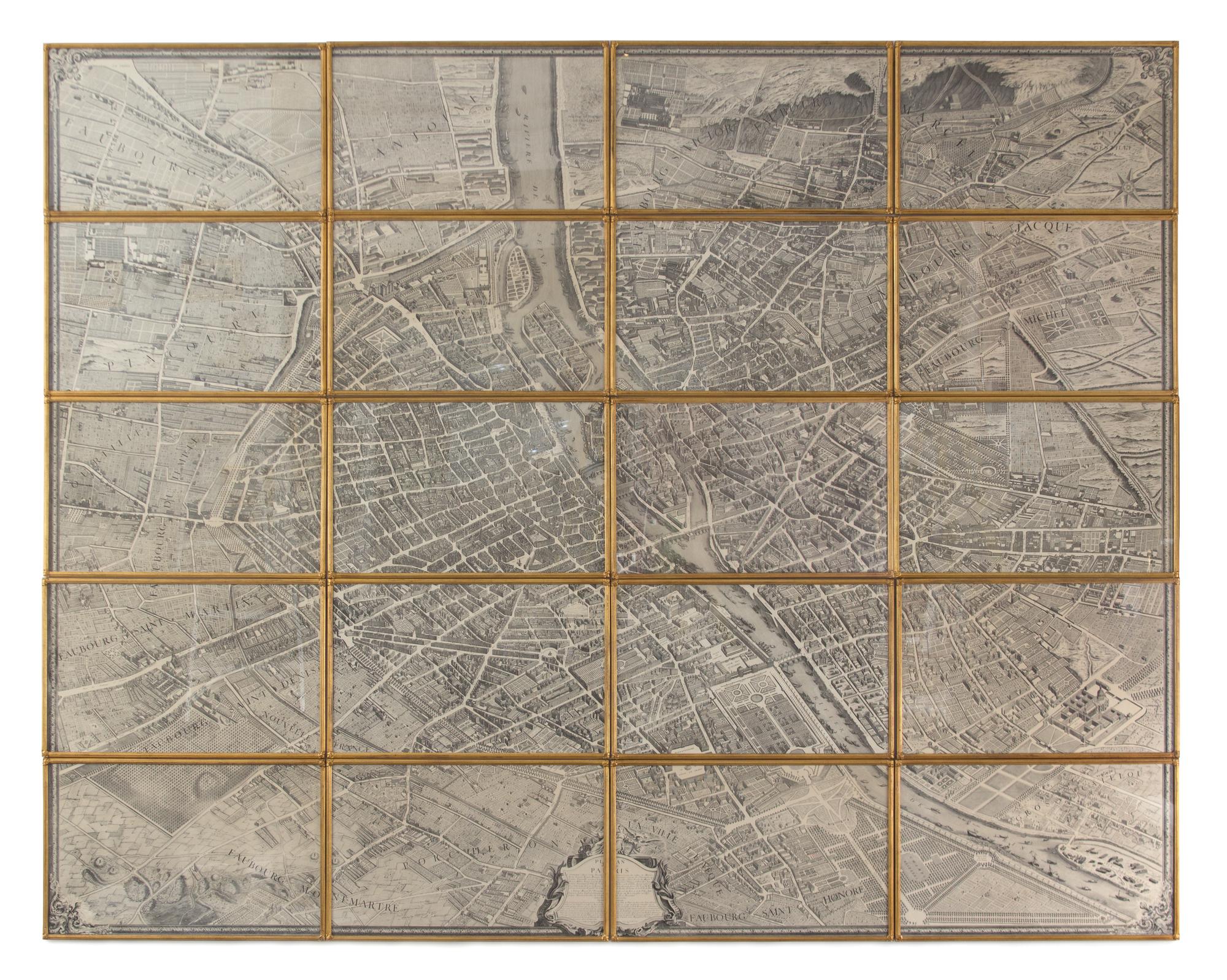 [PLAN DE TURGOT] BRETEZ, LOUIS Each plate 26 x 33 inches. — Plan de Paris, commence l'annee 1734. Dessine et grave, sous le ordres de Messire Michel Etienne Turgot; Leve et dessine par Louis Vretez, Grave par Claude Lucas
