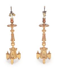 A Pair of Giltwood Candlesticks — 19TH CENTURY