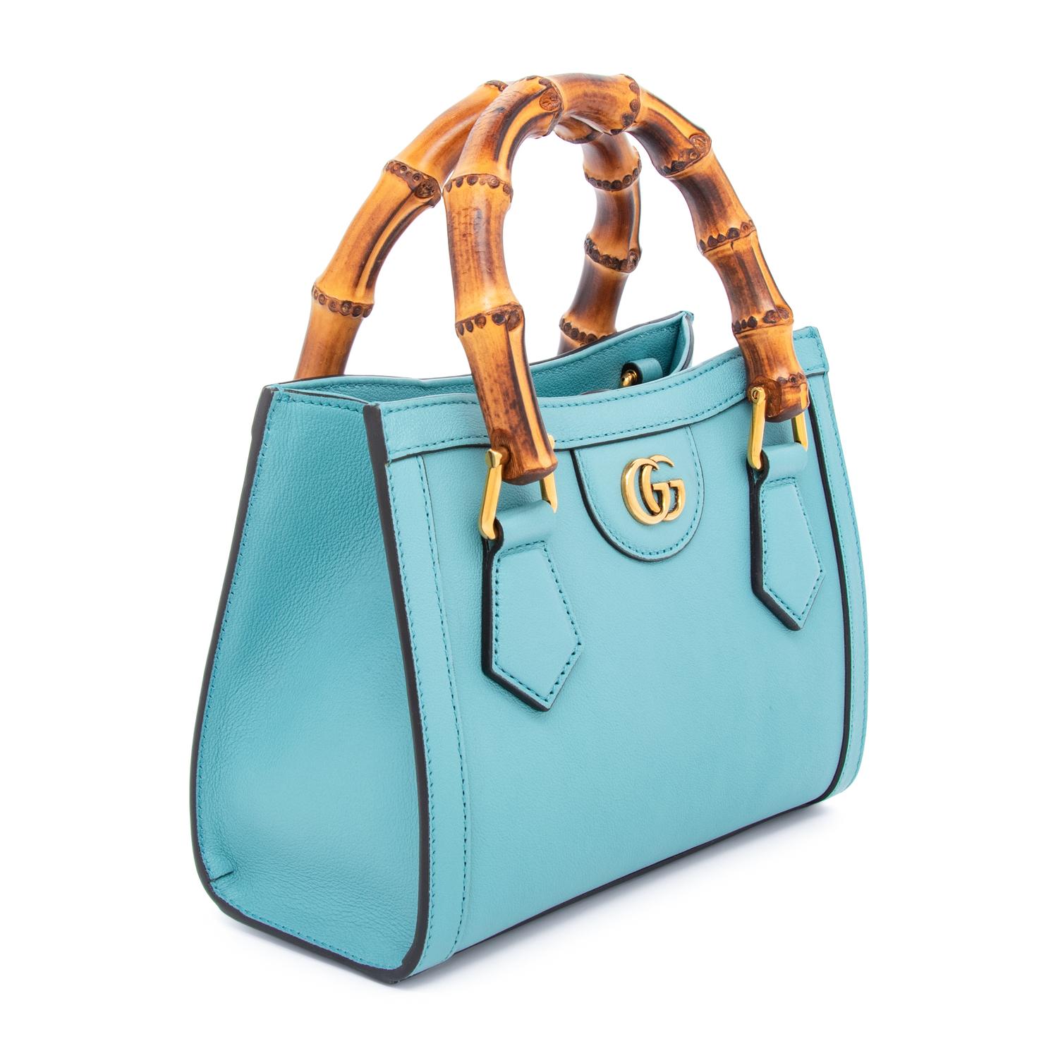 GUCCI, SMALL BLUE DIANA BAG