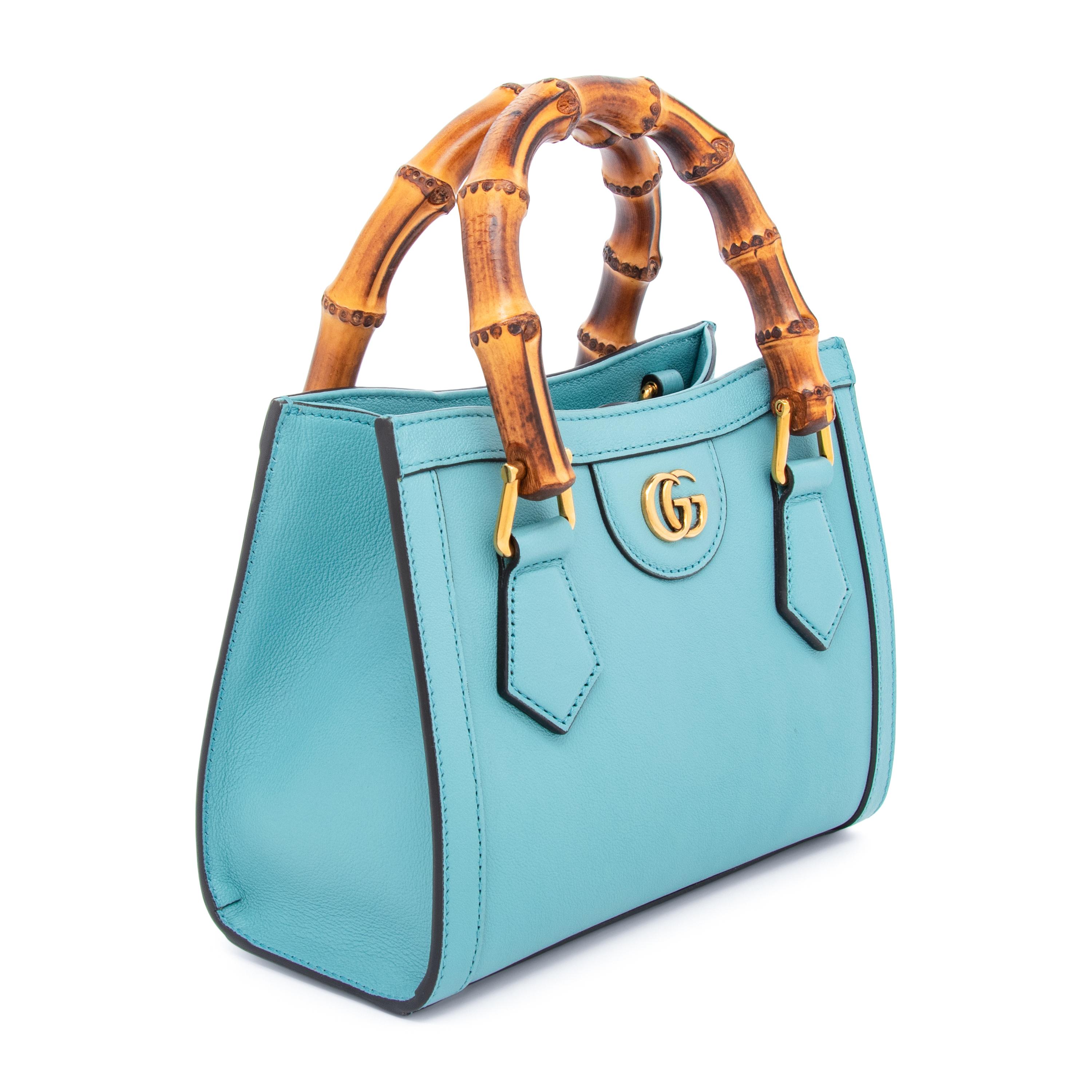 GUCCI, SMALL BLUE DIANA BAG