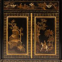 A Regency Style Black and Gilt-Japanned Console Cabinet