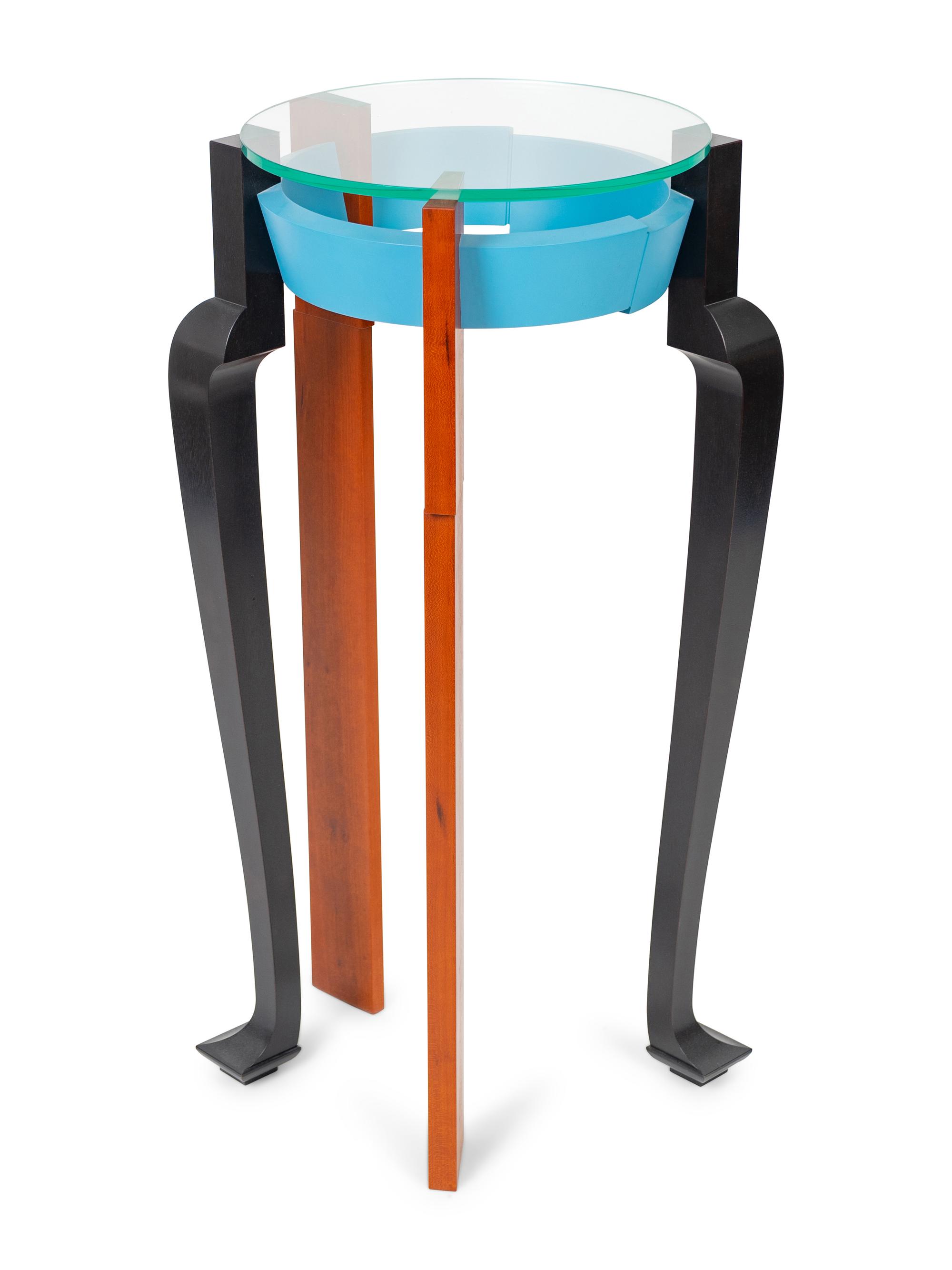 A Studio Craft Glass-Top Side Table by Michael Pierschalla (American, 20th/21st Century)