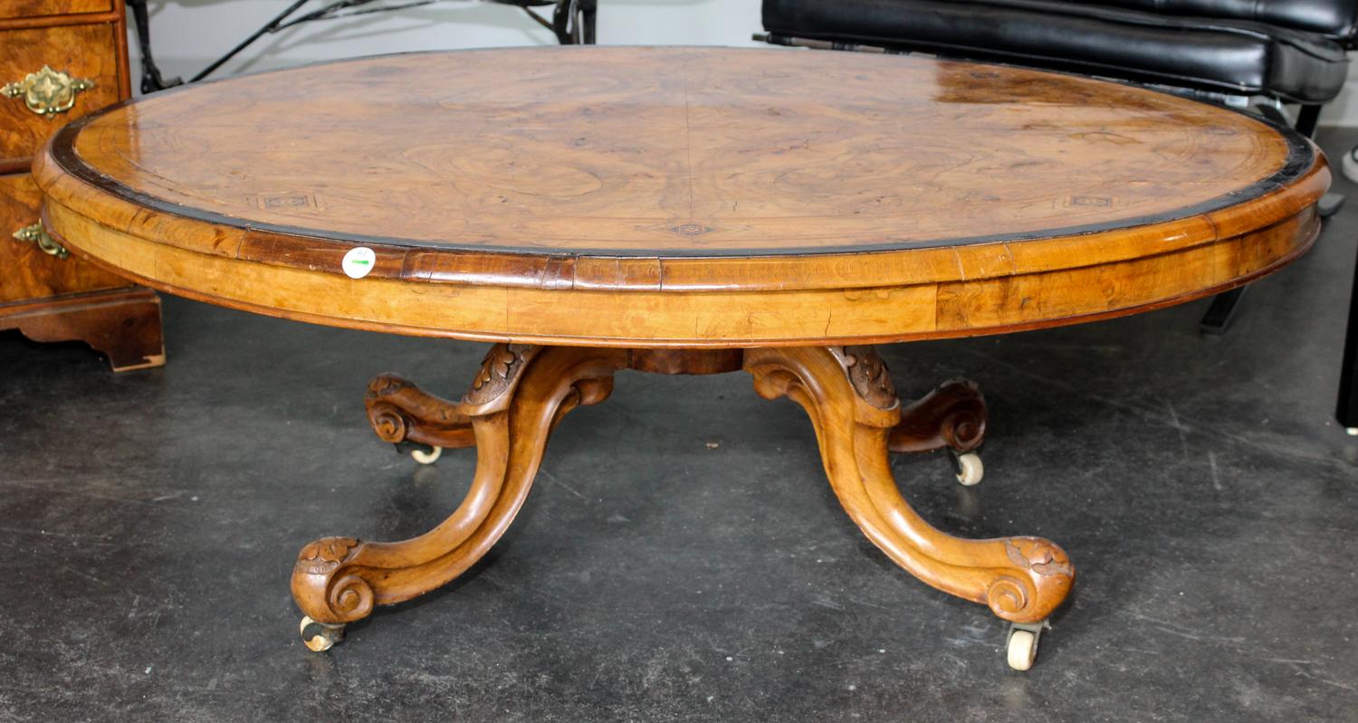 A Continental Parquetry Inlaid Low Table Height 16 1/2 x width 48 inches. — 19TH/20TH CENTURY