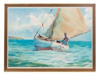 Larry Gluck (American, b. 1931) Sailing off Virgin Islands…