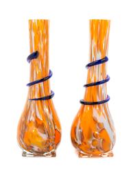 A Pair of Czechoslovakian Applied Glass vases Height 10 inches.